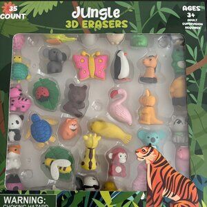 Jungle 3D Erasers 35 (pcs) NIB
